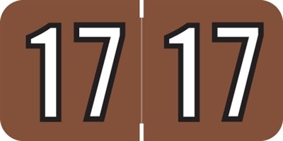 Barkley Yearband Label (Rolls of 500) - 2017 - Brown/Black - BAYM Series - Laminated