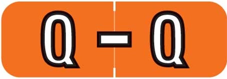Barkley Systems Alphabetic Labels - BAAM Series (Rolls) Q- Dk. Orange
