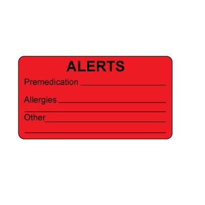 "Alert Medical" Label -  Red Fluorescent - 3-1/4" x 1-3/4"  250/Roll