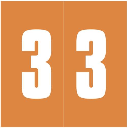 Ames Numeric Labels - L-A-00178RLP Series (Rolls) - 3 - Orange