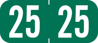 TAB Yearband Label "2025" - Green - A1287 Series - 1/2" H x 1 1/8" W - 500/Roll