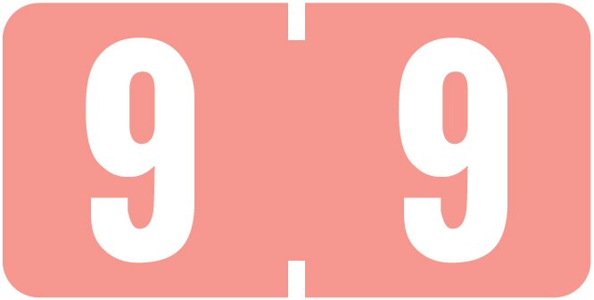 TAB Numeric Labels - 1280 Series (Rolls) - 9 - Pink