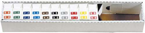 TAB Numeric Labels - 1280 Series (Rolls) - 0-9 Set with tray - 1/2" H x 1" W - 1000/Roll