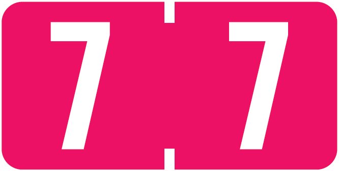 TAB Numeric Labels - 1280 Series (Rolls) - 7 - Red