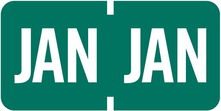 TAB Month Designation Labels (Rolls)- January/Dk. Green