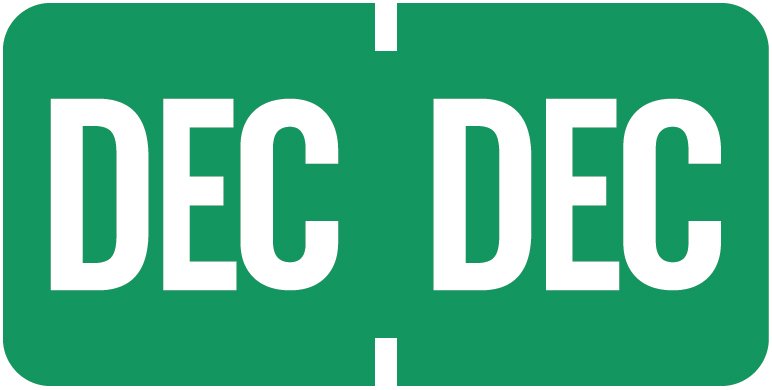 TAB Month Designation Labels (Rolls)- December/Lt. Green