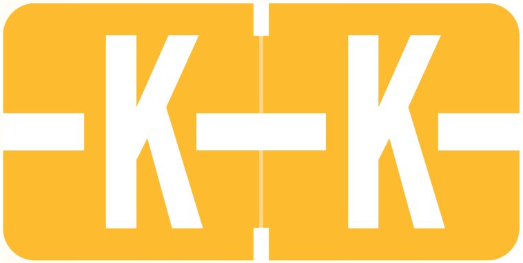 TAB Alphabetic Labels - 1278 Series (Rolls) K- Lt. Orange