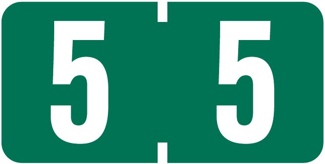 TAB Numeric Labels - 1277 Series (Rolls) - 5 - Dk. Green