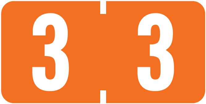 TAB Numeric Labels - 1277 Series (Rolls) - 3 - Dk. Orange
