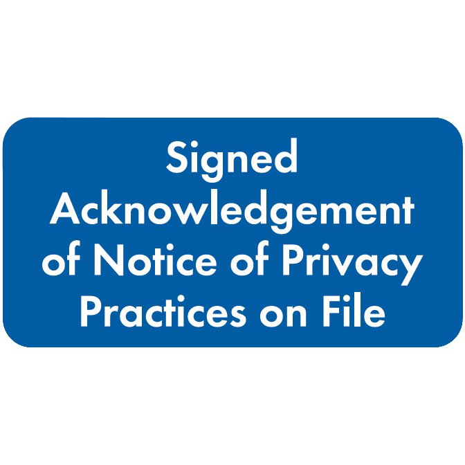 "Signed Acknowledgement" Label - Blue/White - 2" x 1" - Box of 500