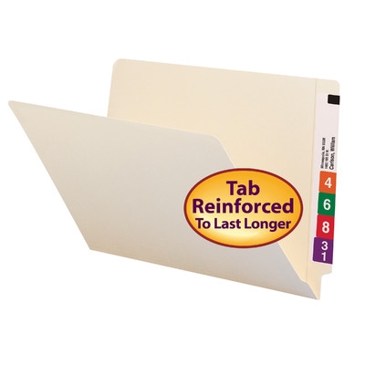 Smead Compatible End Tab Legal Size File Folder - 11 Pt. Manila - Reinforced Tab - 100/Box