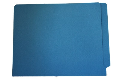 BLUE LEGAL SIZE End Tab File Folder w/ Fasteners in Position 1 & 3 - 11 pt. Blue colored Stock - Reinforced Full End Tab - 50/Box