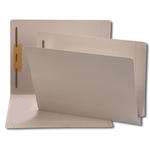 End Tab File Folder w/ 1 Fastener in Position 1 (Top Right) - Gray - Legal - 11 pt - Reinforced Full End Tab - 100/Box