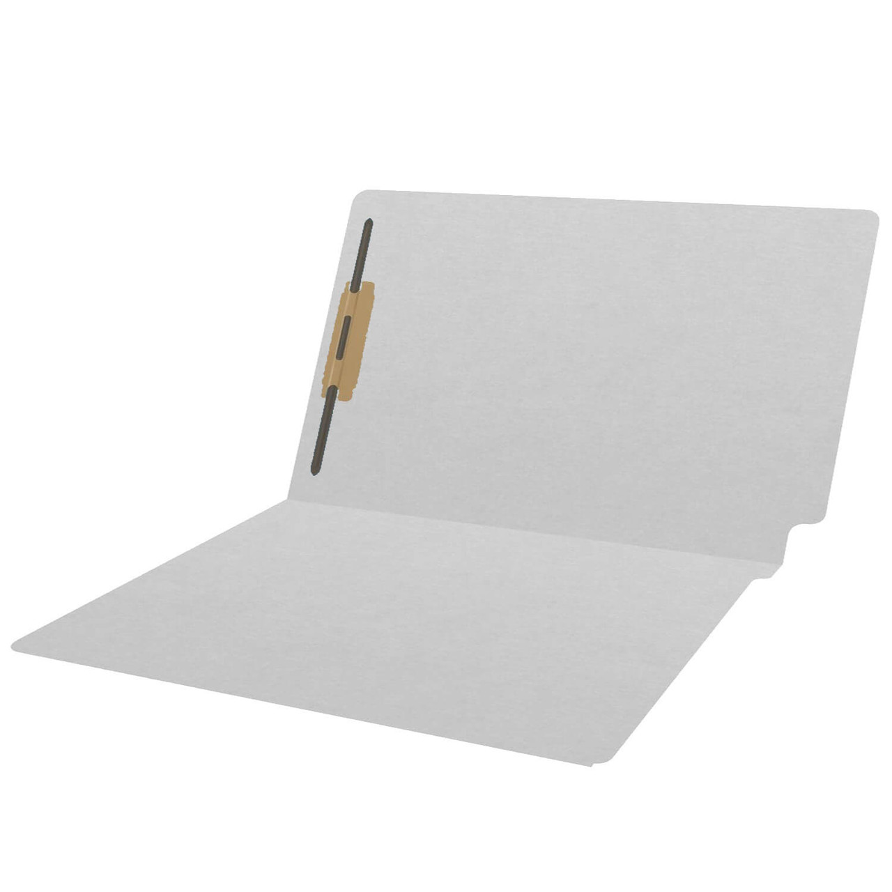 End Tab File Folder w/ 1 Fastener in Position 1 (Top Right) - Gray - Legal - 11 pt - Reinforced Full End Tab - 100/Box