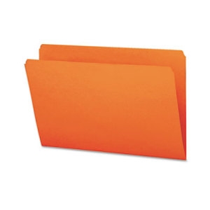 Top Tab File Folder With Fastener, Position 1, Orange, Legal Size, 11 pt, Reinforced Tab, Straight Cut