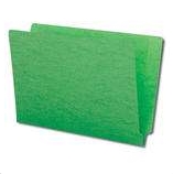 GREEN LEGAL SIZE - End Tab File Folder w/ Fasteners in Positions 1 & 3 - 11 Pt. Green Stock - Reinforced Full End Tab - 50/Box