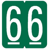 GBS Numeric Label - 6 - Green - Mini Label 1" H x 1-1/4" W - 500 per box