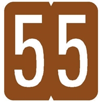 GBS Numeric Label - 5 - Brown - Mini Label 1" H x 1-1/4" W - 500 per box