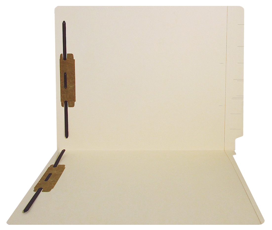 End Tab File Folder w/ Bonded Fasteners in Positions 1 & 3 - Manila - Letter Size - 14 pt - Reinforced Tab - 50/Box