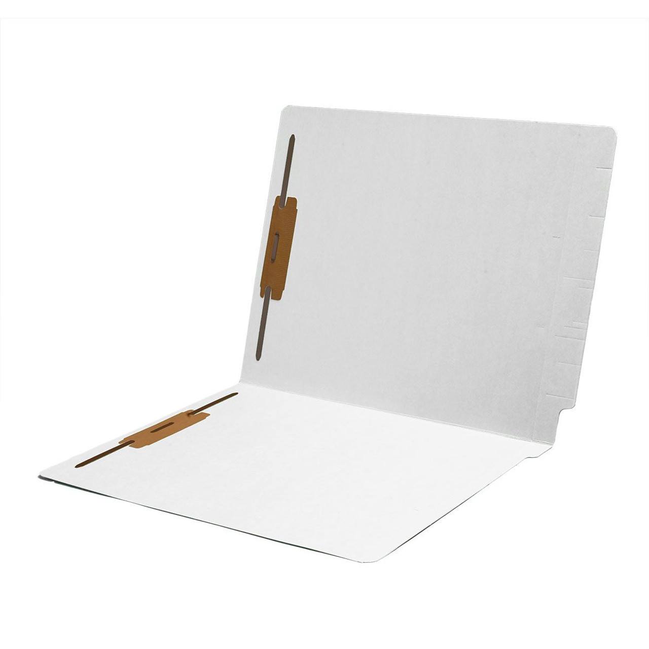 End-Tab Folder - Smead Compatible - 14Pt. WHITE colored End Tab Folder, Letter Size with Full Cut Reinforced Tab- Bonded Fasteners Positions 1&3 - 50/BX