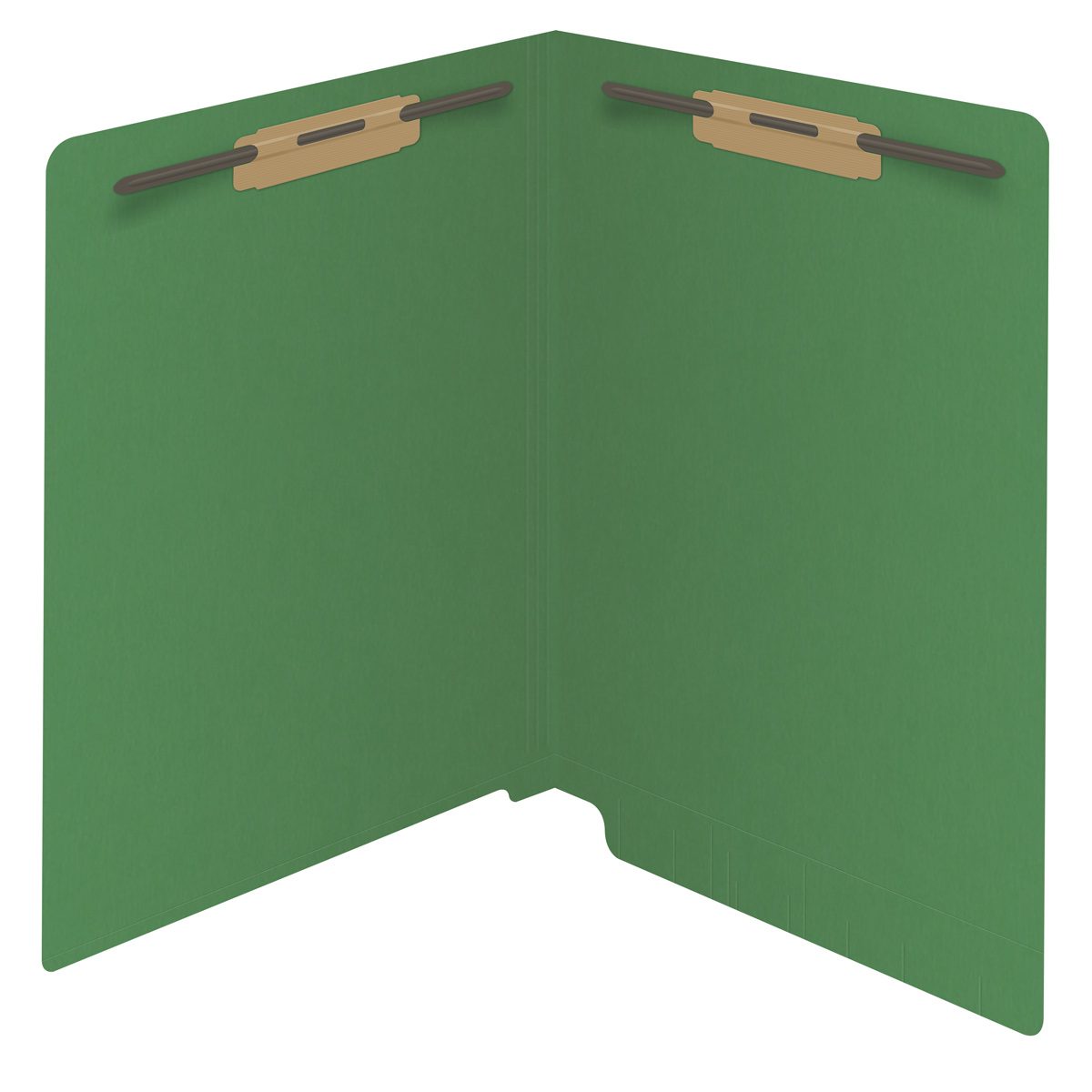 GREEN End Tab Folder - Smead Compatible - 14Pt. End Tab Letter Size Full Cut  Reinforced Tab - Bonded Fasteners Positions 1&3 - 50/BX