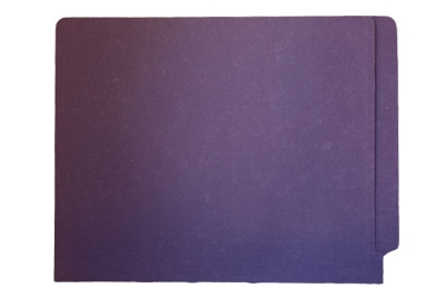PURPLE LEGAL SIZE End Tab File Folder w/ Fasteners in Position 1 & 3 -  11 pt. stock - Reinforced Full End Tab - 50/Box