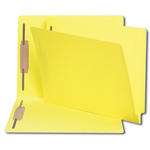 End Tab File Folder With Fasteners - Position 1 and 3 - Yellow - Letter Size - 14 pt - Reinforced Tab - Full End Tab - 50/Box