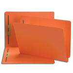 End Tab File Folder With Fasteners in Positions 1 & 3 - Orange - Letter Size - 14 pt Stock - Reinforced Tab - Full End Tab - Box of 50