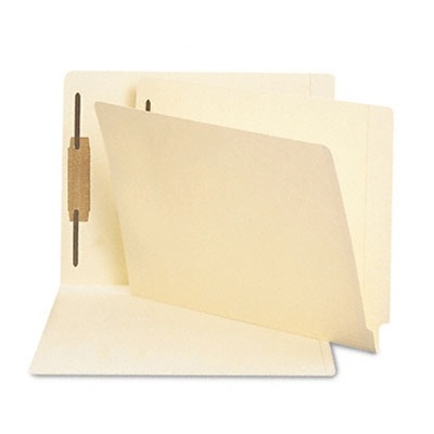 Smead Compatible End Tab File Folder with Fastener in Position 1 -  Letter Size - 11 pt. Manila with Reinforced Tab - 100/Box