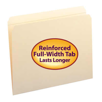 Top Tab File Folder with Fasteners in Positions 1 & 3 - Letter Size - 11 Pt. Manila with Reinforced Straight Cut Tab - 50/box