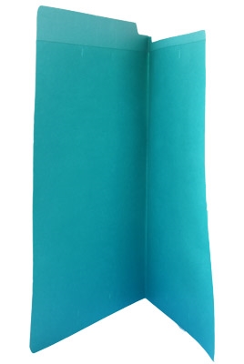 End Tab File Folder w/ Fasteners - Position 1 & 3 - Light Blue - Letter - 11 pt - Reinforced Full End Tab - 50/Box