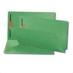 End Tab File Folder w/ Fasteners - Position 1 Only - Green - Letter - 11 pt - Reinforced Full End Tab - 100/Box