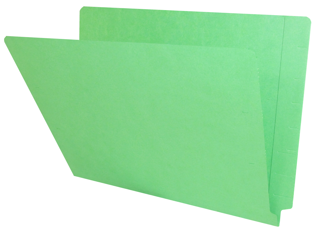End-Tab Folder - Smead Compatible - 11Pt. End Tab Letter Full Cut - Green- Reinforced Tab - 100/BX