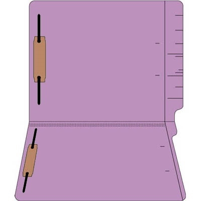 End Tab Folders w/ Fasteners in Positions 1 & 3 - 11 PT. Lavender - Letter Size - Reinforced End Tab - 50/Box