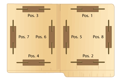 RED LEGAL SIZE End Tab File Folder w/ Fasteners in Position 1 & 3 - 11 pt Stock - Reinforced Full End Tab - 50/Box