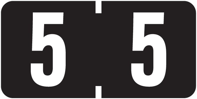 TAB Numeric Labels - 1280 Series (Rolls) - 5 - Black