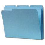 Top Tab File Folder, Blue, Letter Size, 11 pt, Single Ply Tab, Third Cut, Assorted Positions - FilingSupplies.com Brand - 100/BX