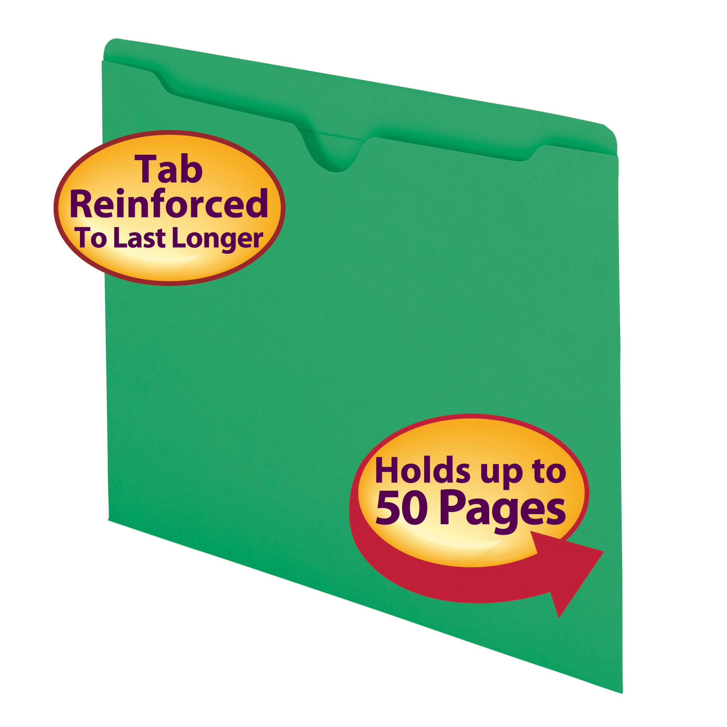 Smead 75503  File Jacket, Reinforced Straight-Cut Tab, Flat-No Expansion, Letter Size, Green,  Total of 500