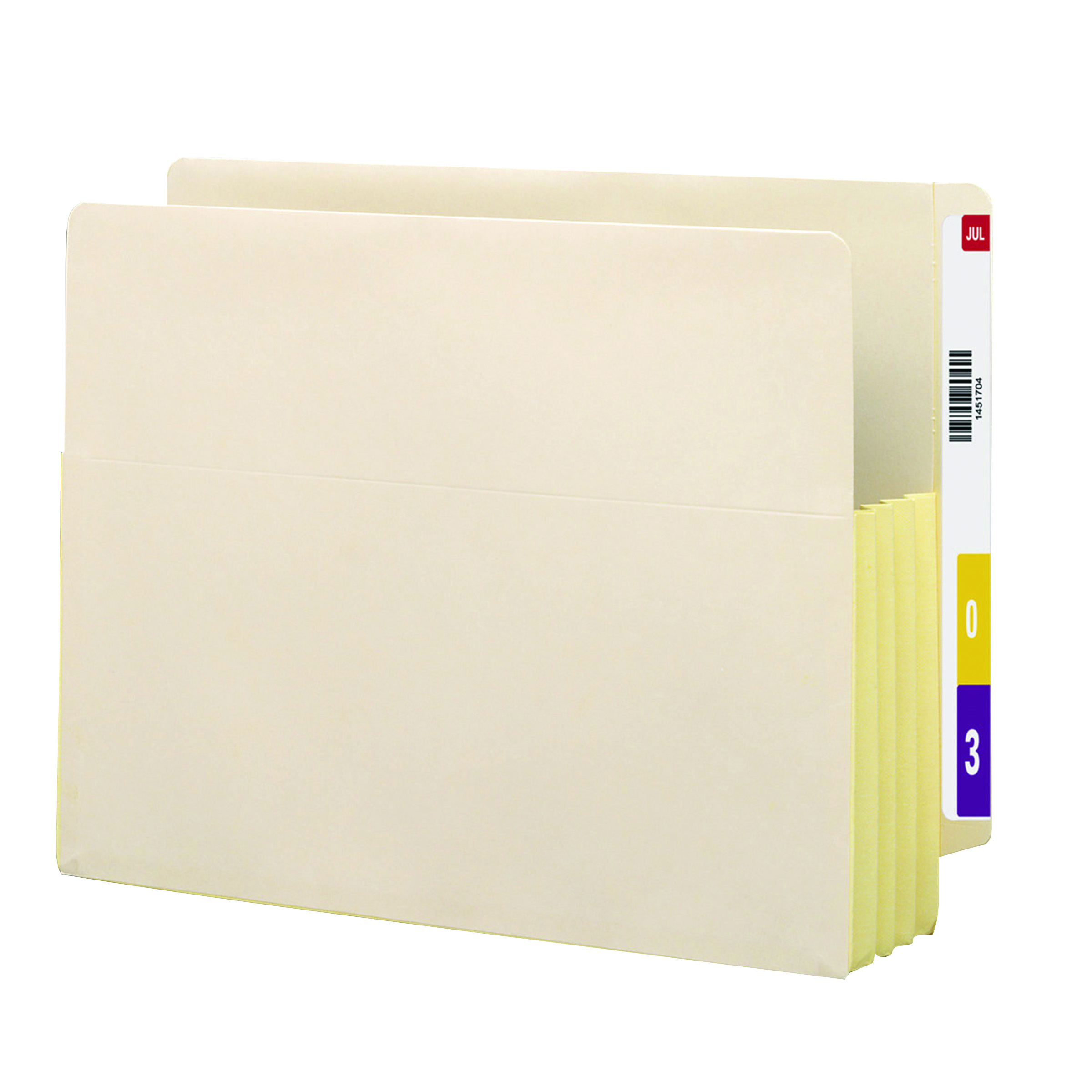 Smead End Tab File Pocket with 3-1/2" Accordion Expansion and Tyvek-Lined Gusset, Letter Size 12-3/8" W x 9-1/2" H -  Manila - 50/Carton
