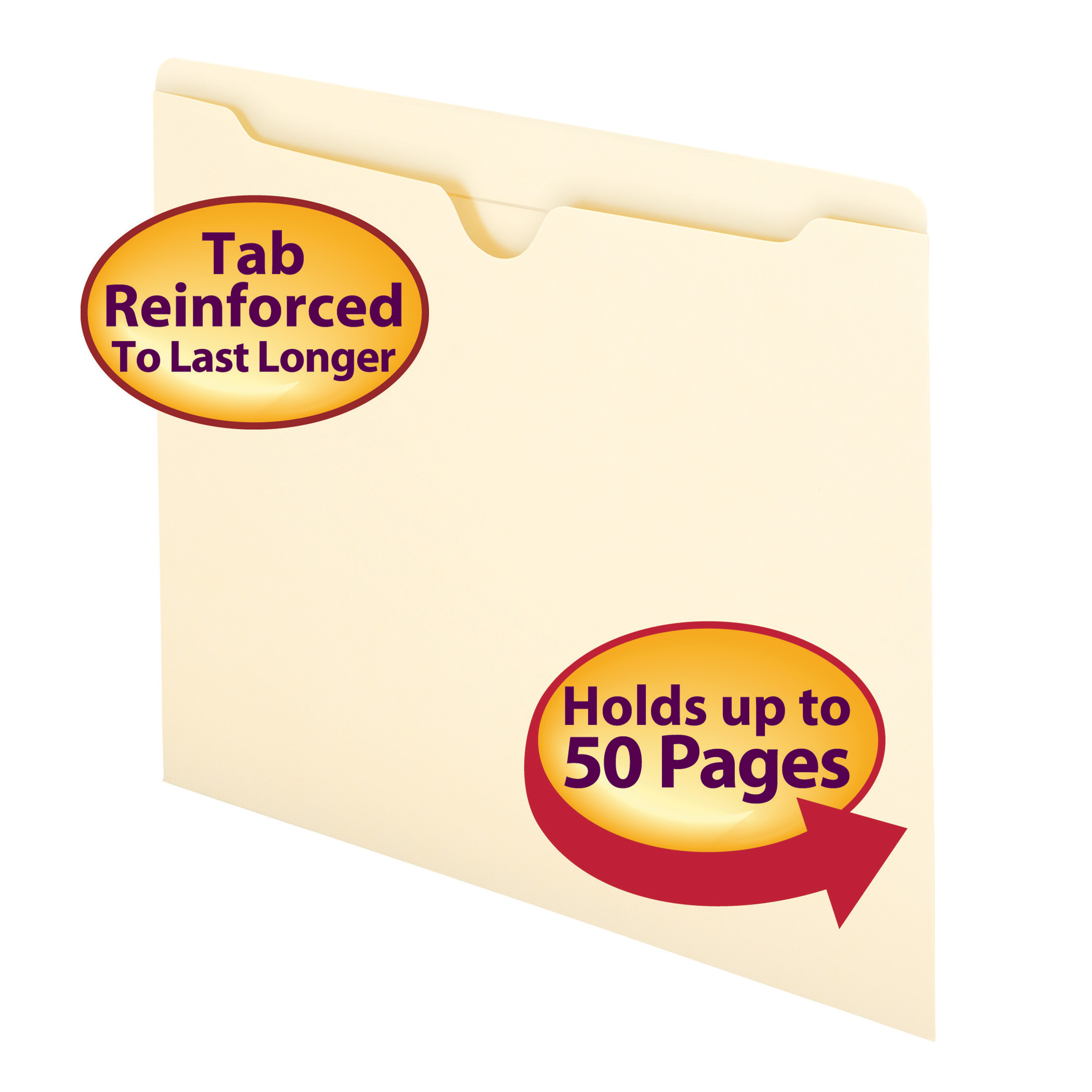 Smead 75500  File Jacket, Reinforced Straight-Cut Tab, Flat-No Expansion, Letter Size, Manila, Total of 500