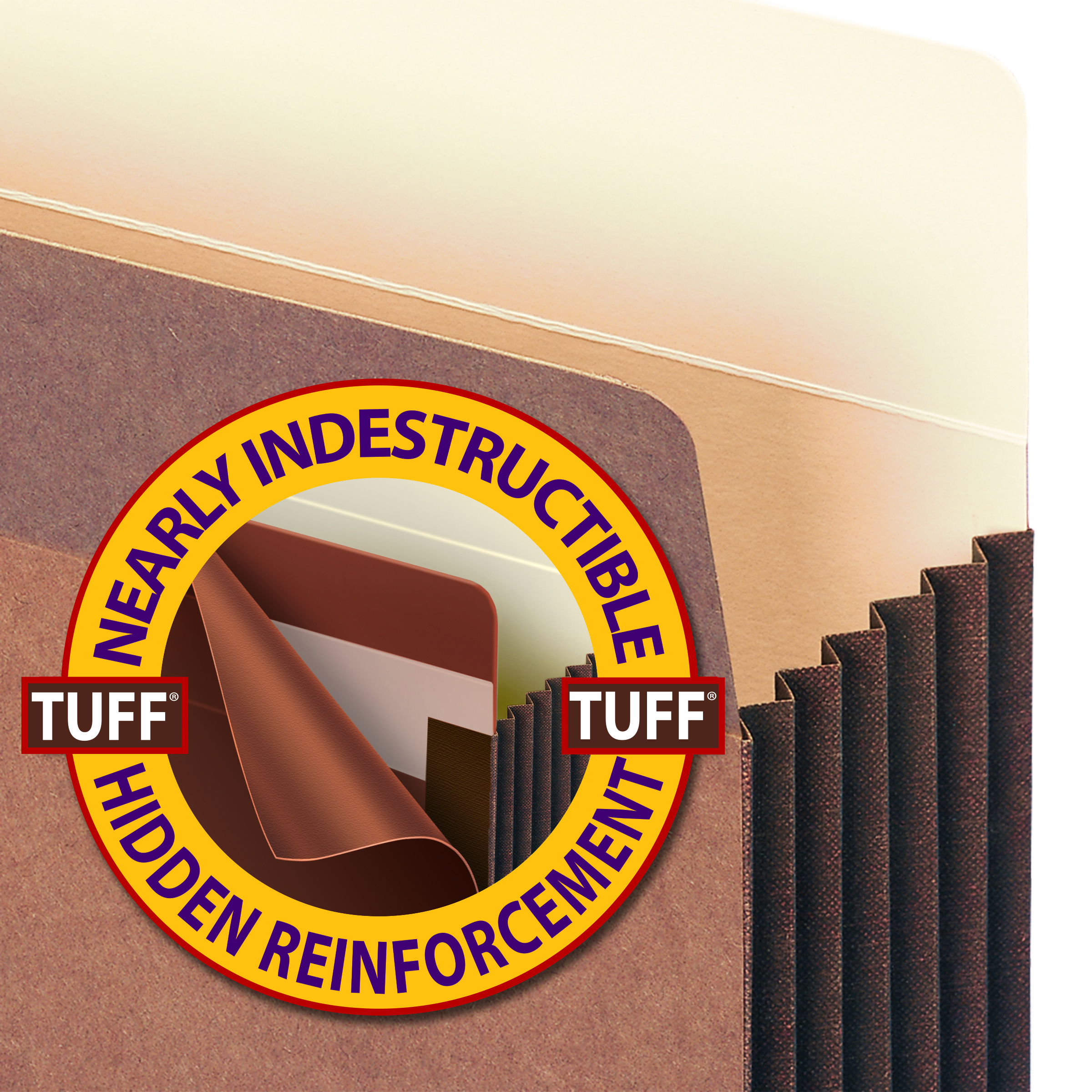 Smead 73395  TUFF Pocket File Pocket, Straight-Cut Tab, 7" Expansion, Letter Size, Redrope, Total of 25