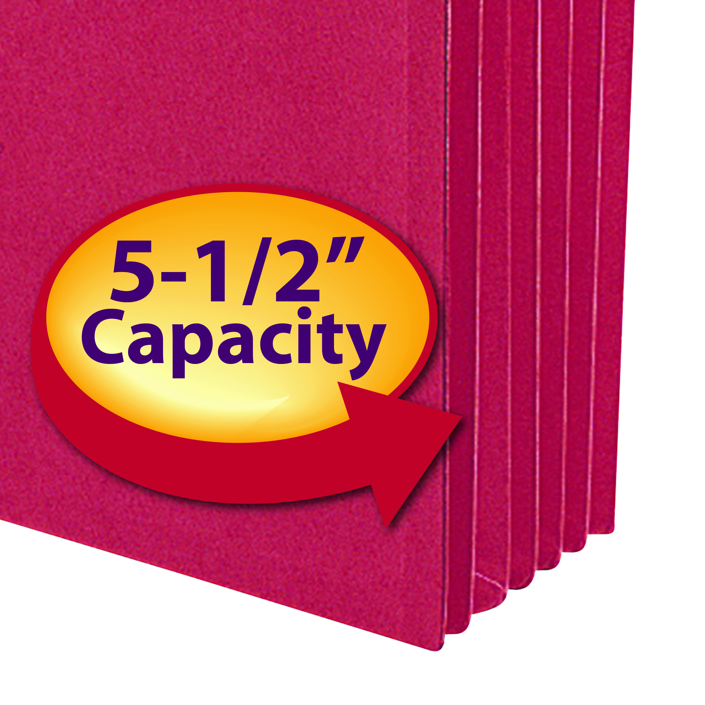 Smead 73241  File Pocket, Straight-Cut Tab, 5-1/4" Expansion, Letter Size, Red, 10 per Box (73241)