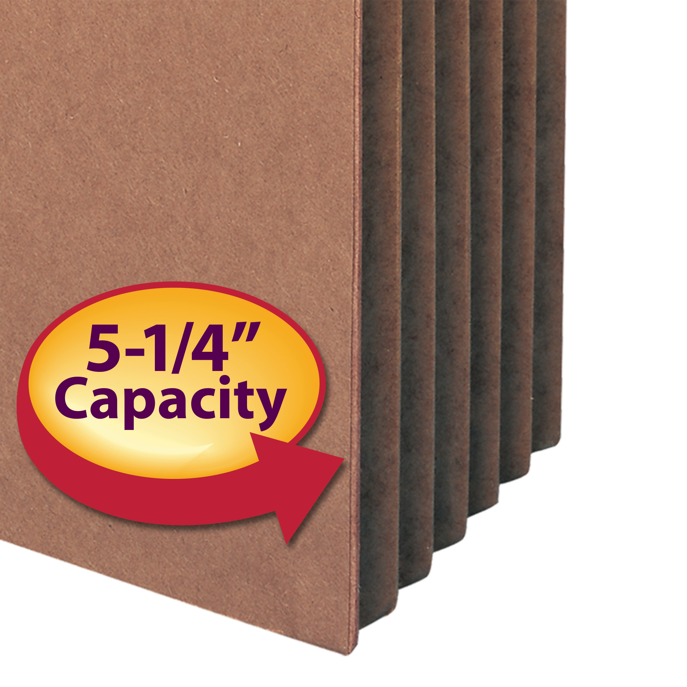 Smead 73206  100% Recycled File Pocket, Straight-Cut Tab, 5-1/4" Expansion, Letter Size, Redrope, 10 per Box (73206)