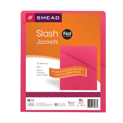 Smead 75433  Organized Up Slash Jacket, Letter Size, Red,  Carton of 500