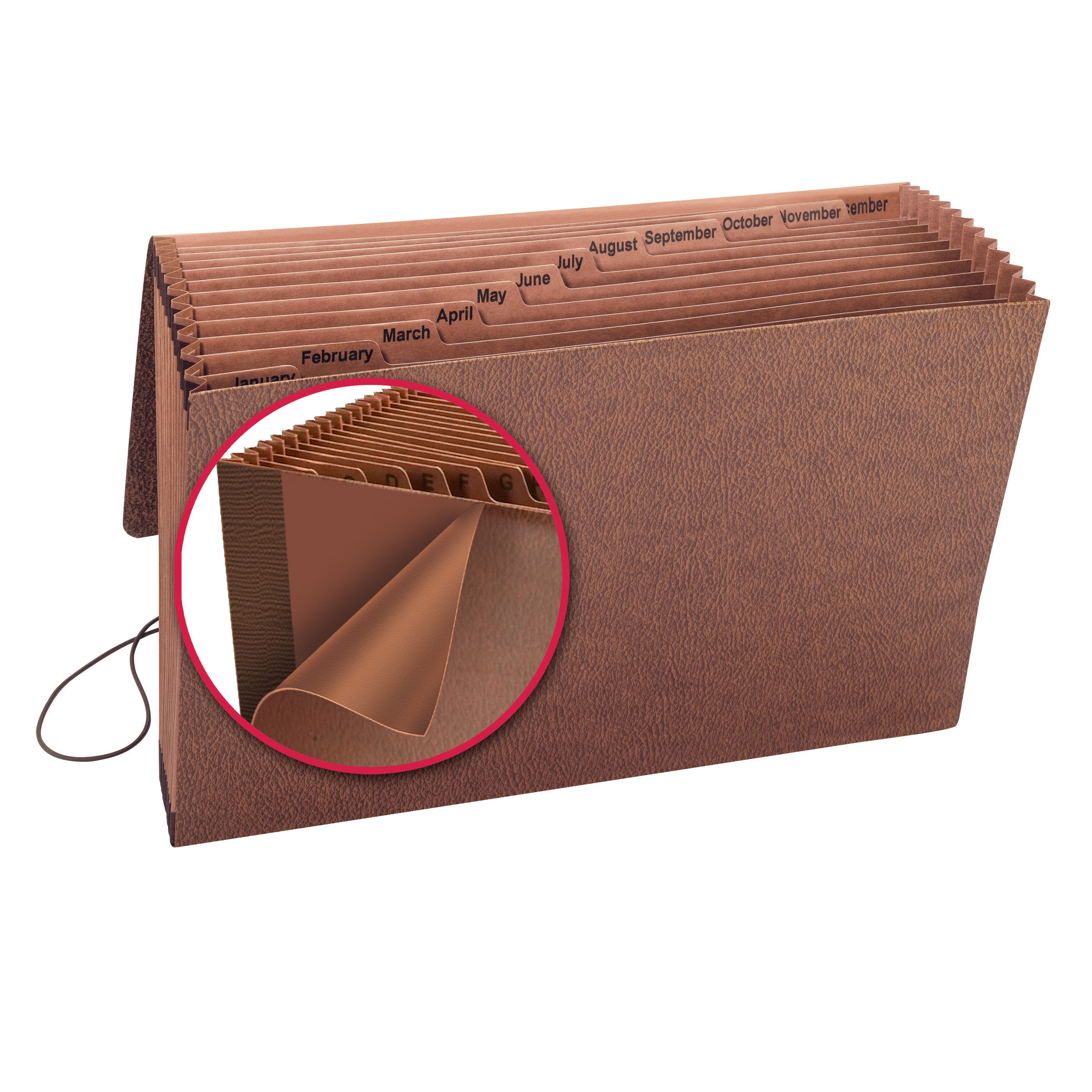 Smead 70390  TUFF Expanding File, Monthly (Jan.-Dec.), 12 Pockets, Flap and Elastic Cord Closure, Legal Size, Redrope-Printed Stock (70390) - Total of 5