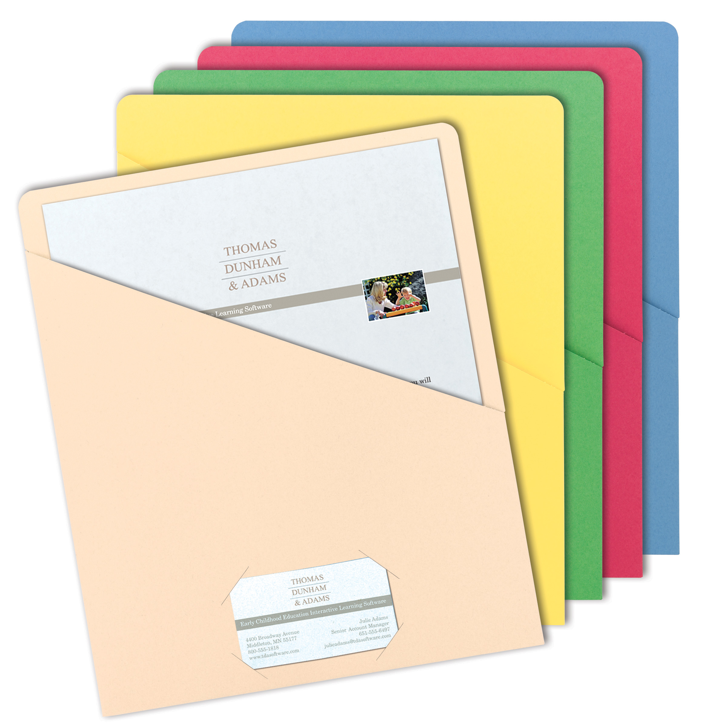 Smead 75425  Organized Up Slash Jacket, Letter Size, Assorted Colors, Carton of 500