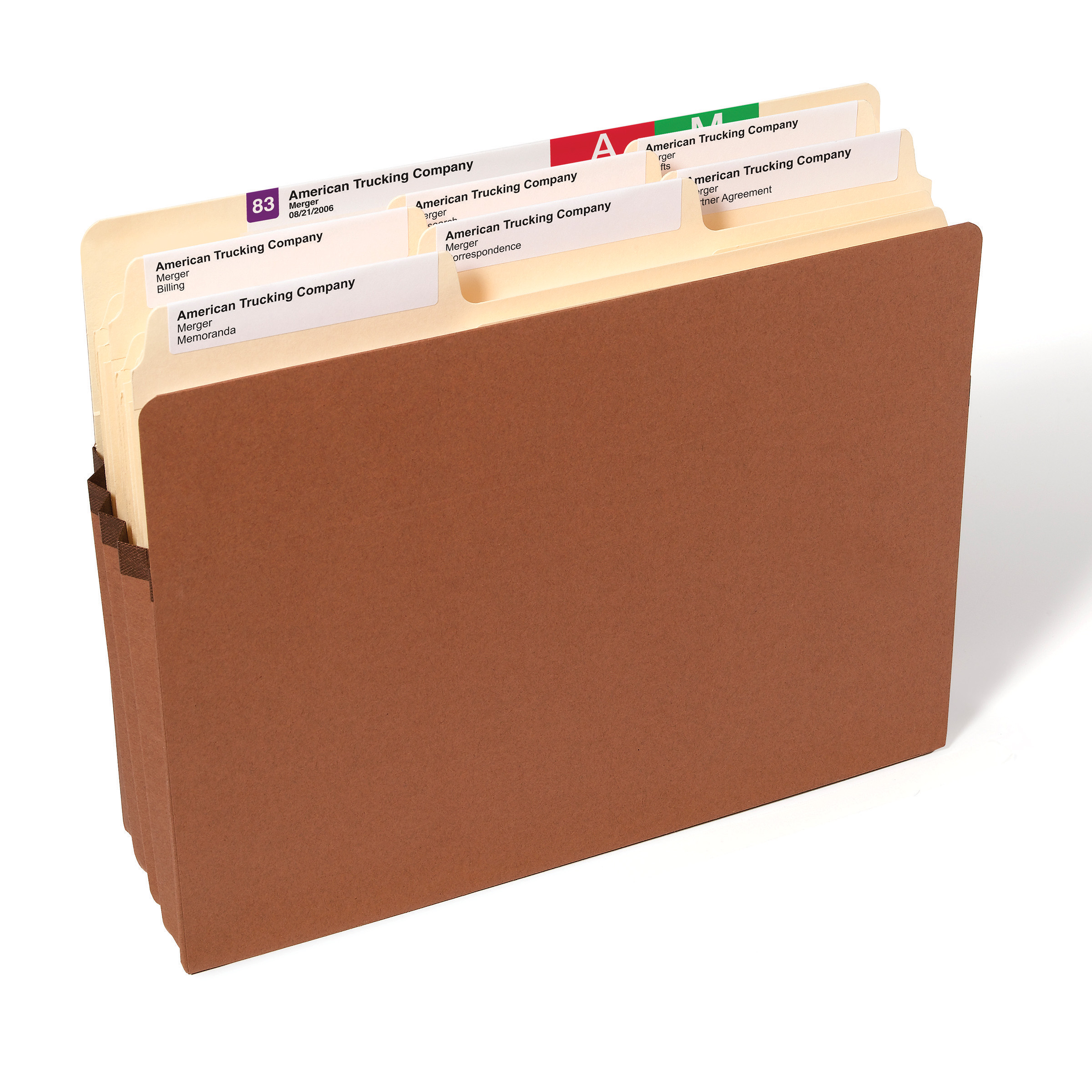 Smead 73205  100% Recycled File Pocket, Straight-Cut Tab, 3-1/2" Expansion, Letter Size, Redrope, 25 per Box (73205)