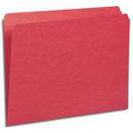 Top Tab File Folder, Red, Letter Size, 11 pt, Single Ply Tab, Straight Cut - 100/Box