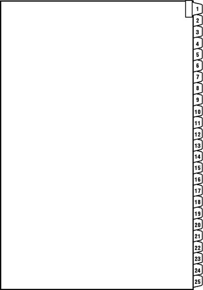 Legal Index Sheets '5', 25 Sheets/Pack