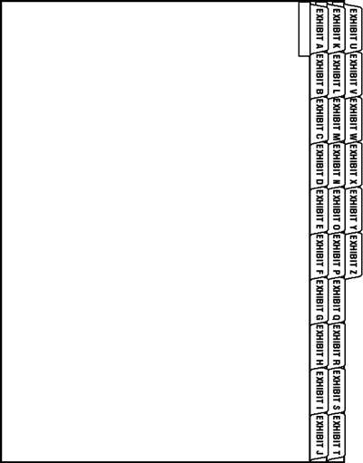 Exhibits A-Z Legal Side Complete Index Set | Legal Index Dividers